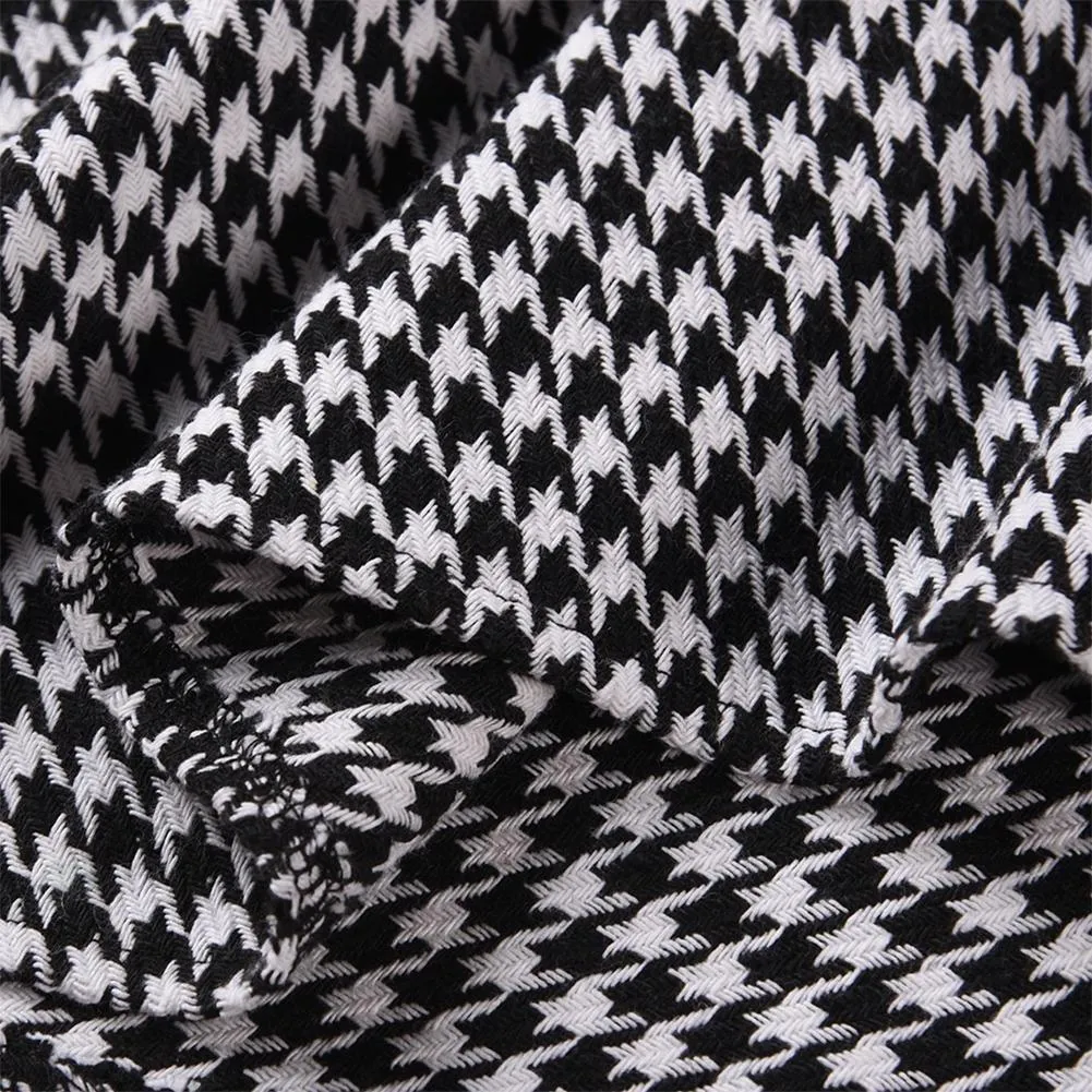 Dogtooth Cape Coat With Ties - Black and White Check