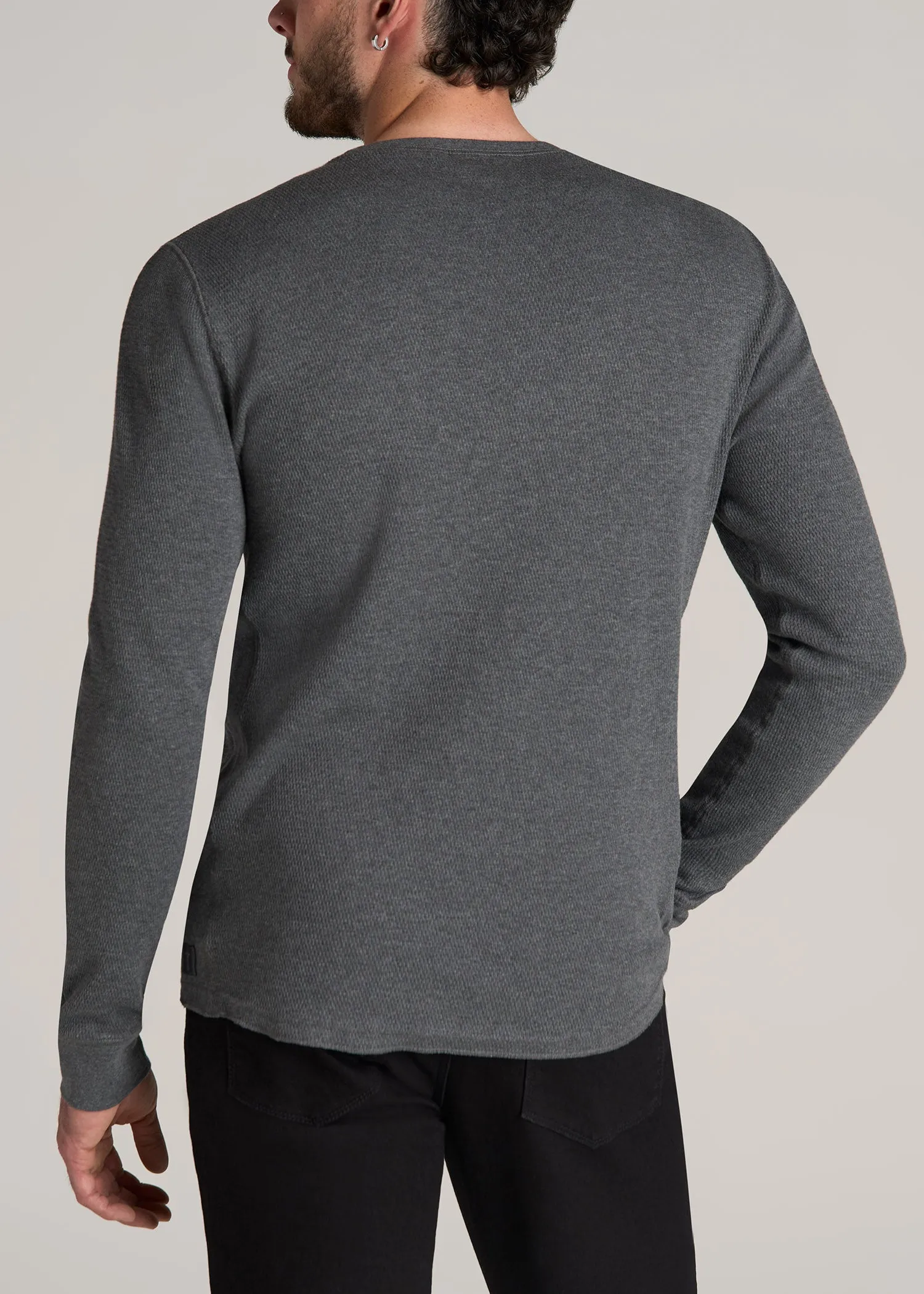 Double Honeycomb Thermal Crewneck  for Tall Men in Charcoal Mix