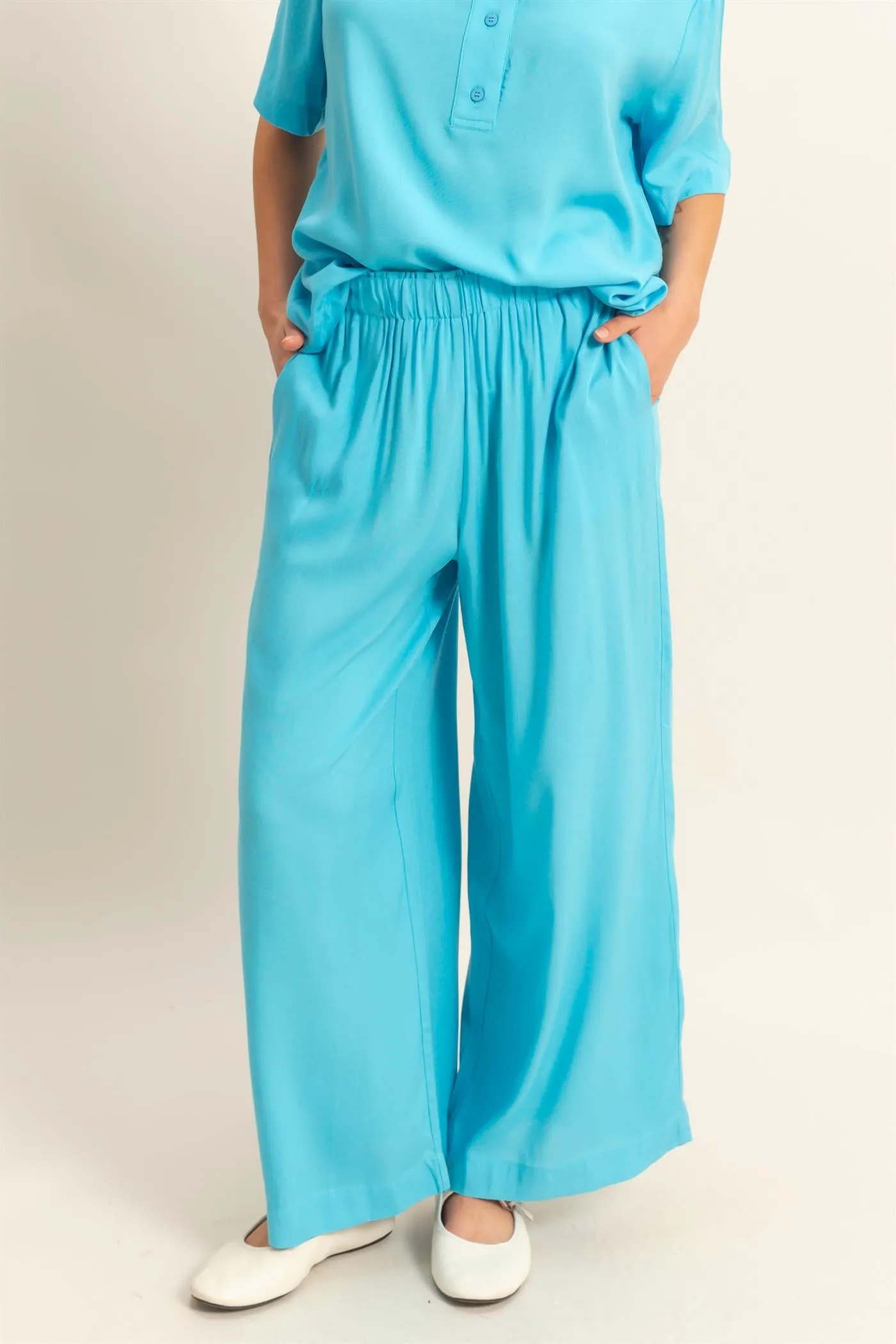 DZ25C192-High Waist Woven Wide Leg Pants