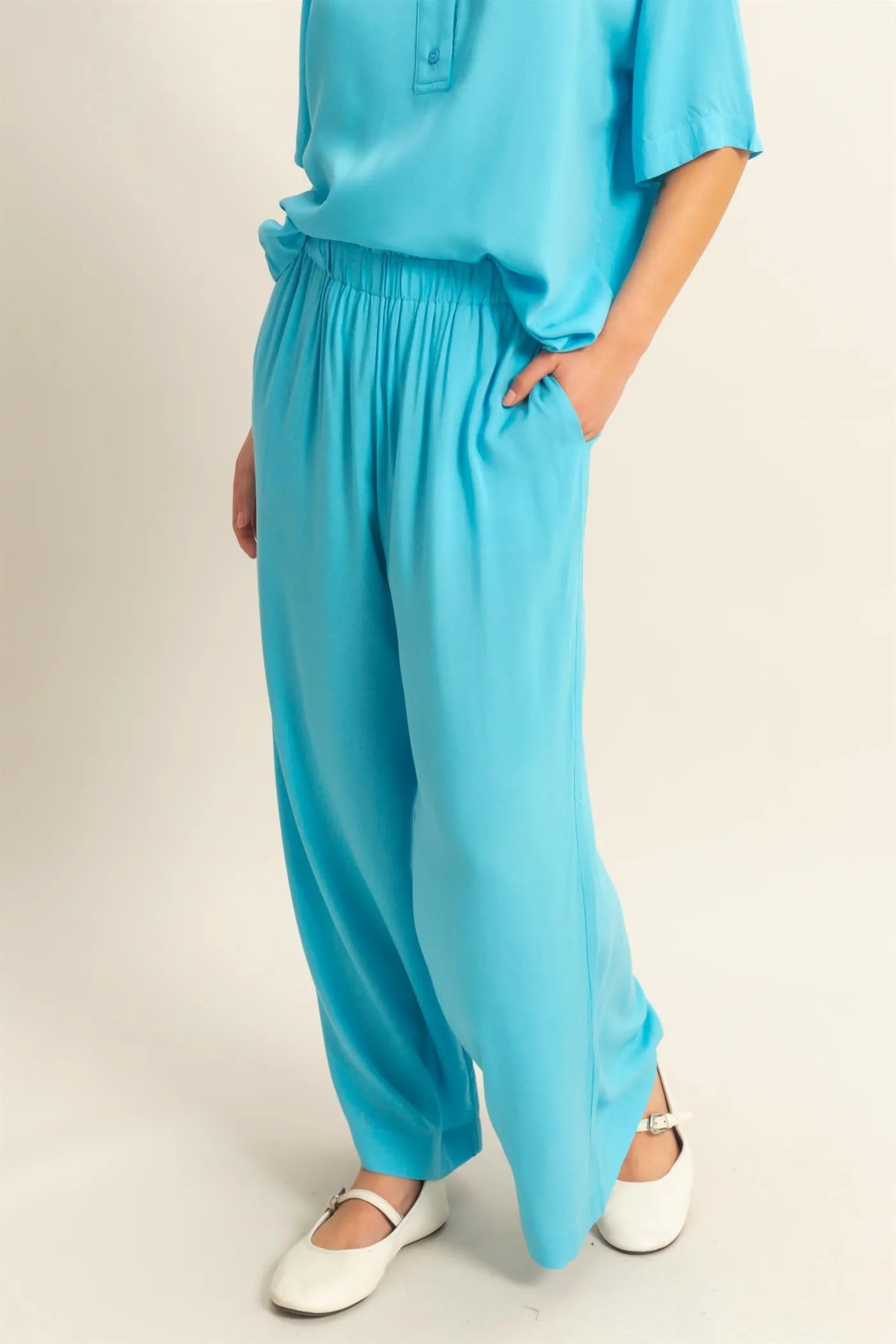 DZ25C192-High Waist Woven Wide Leg Pants