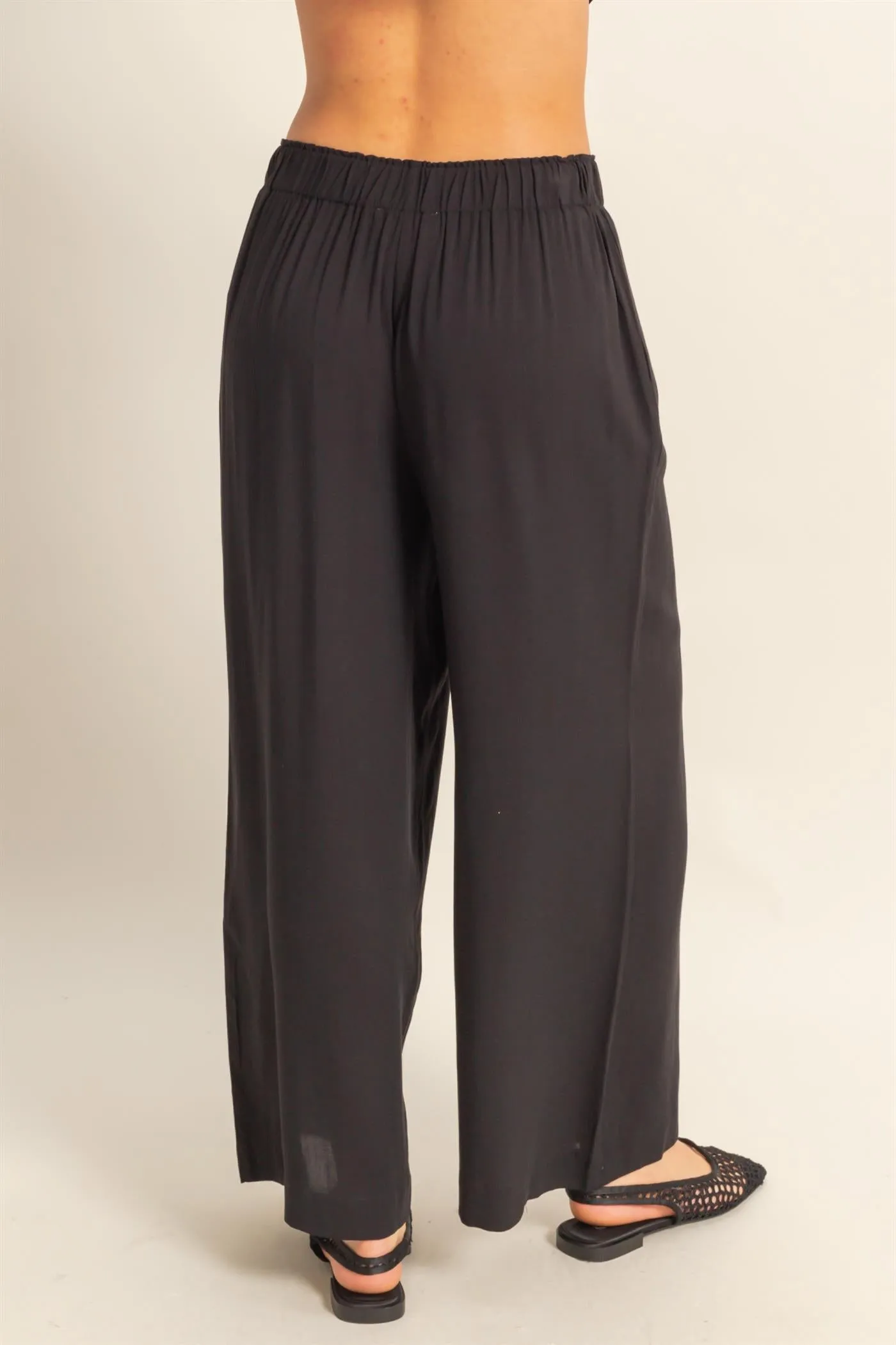 DZ25C192-High Waist Woven Wide Leg Pants