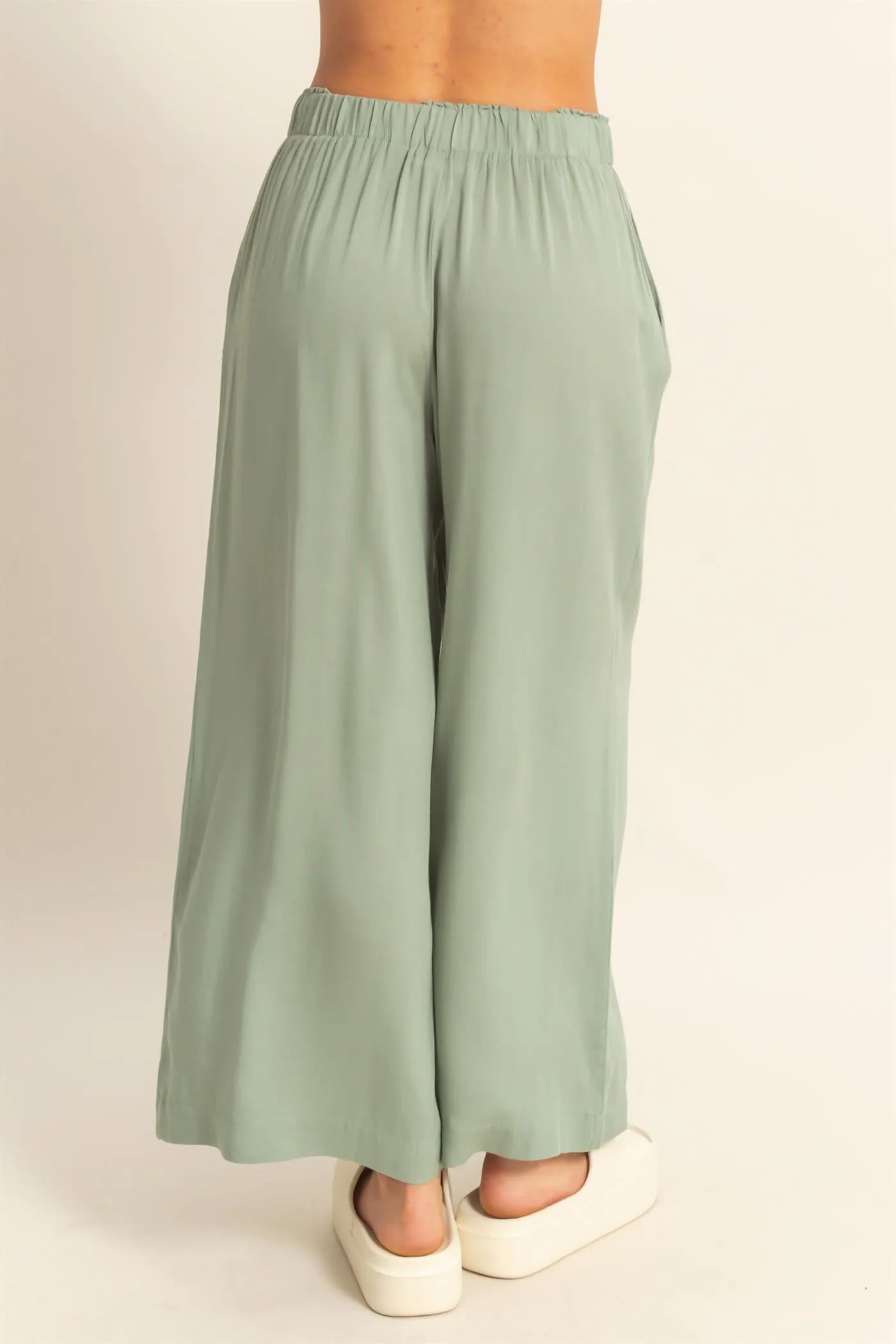 DZ25C192-High Waist Woven Wide Leg Pants