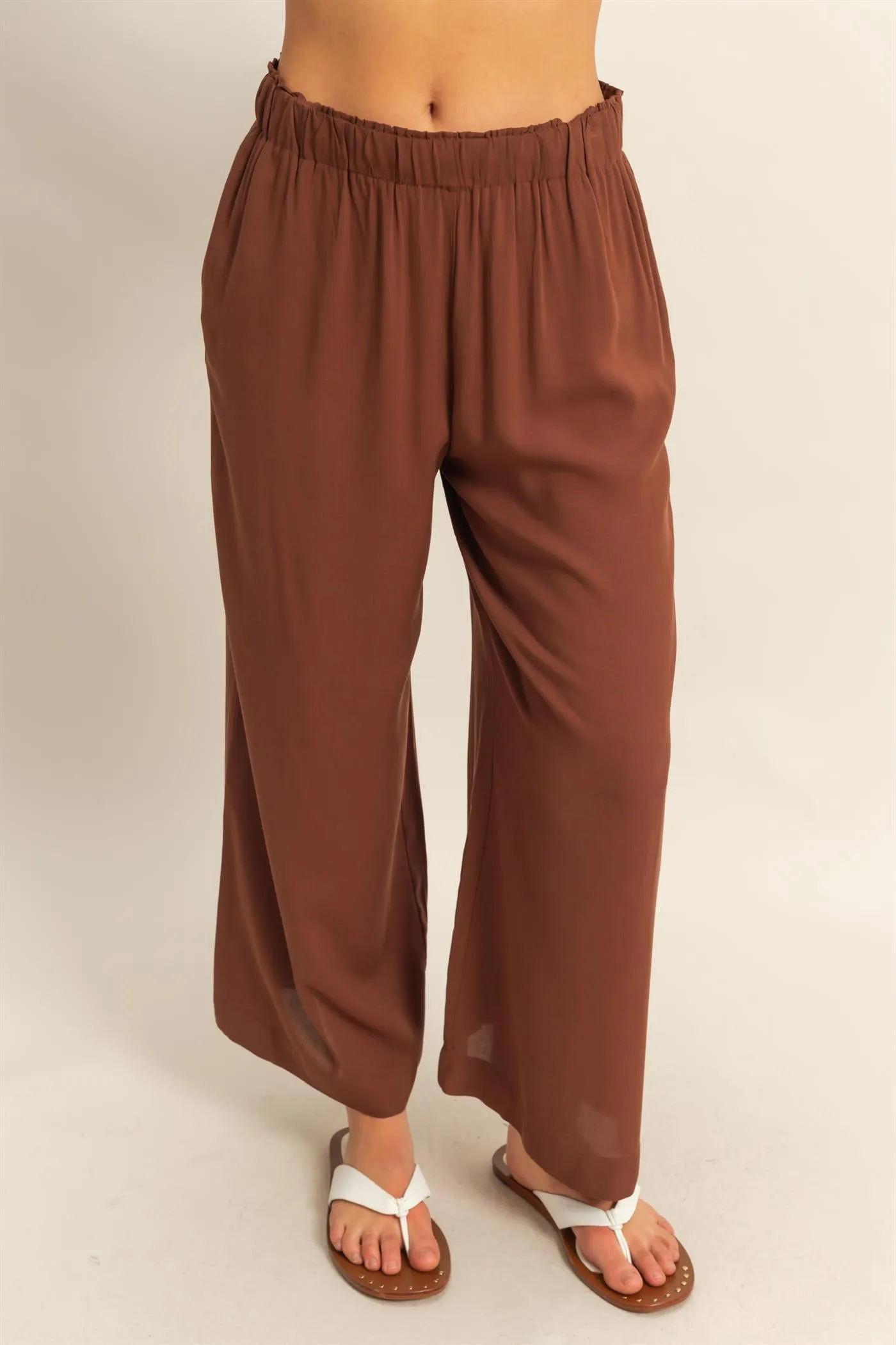 DZ25C192-High Waist Woven Wide Leg Pants