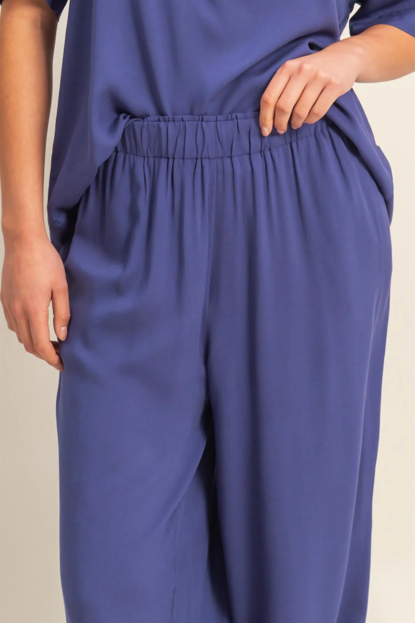 DZ25C192-High Waist Woven Wide Leg Pants