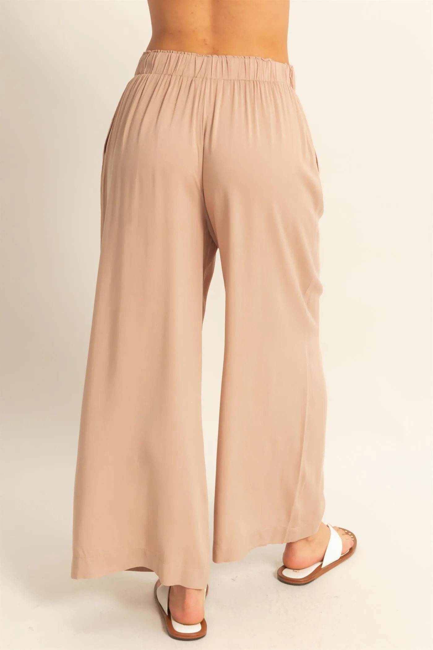 DZ25C192-High Waist Woven Wide Leg Pants