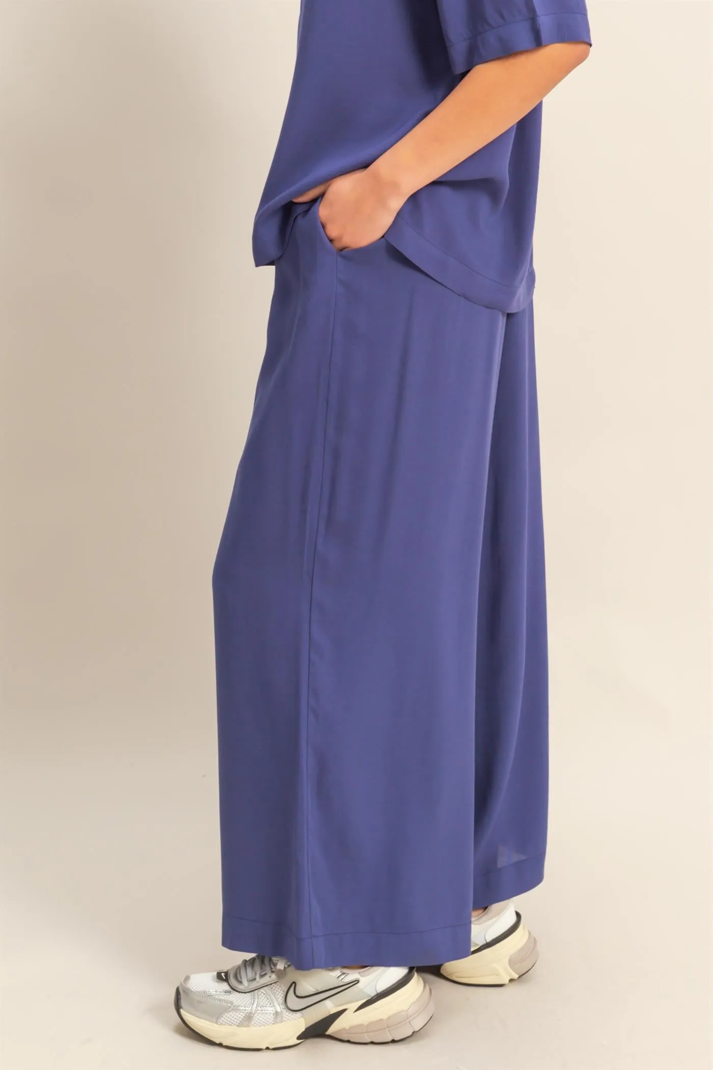 DZ25C192-High Waist Woven Wide Leg Pants