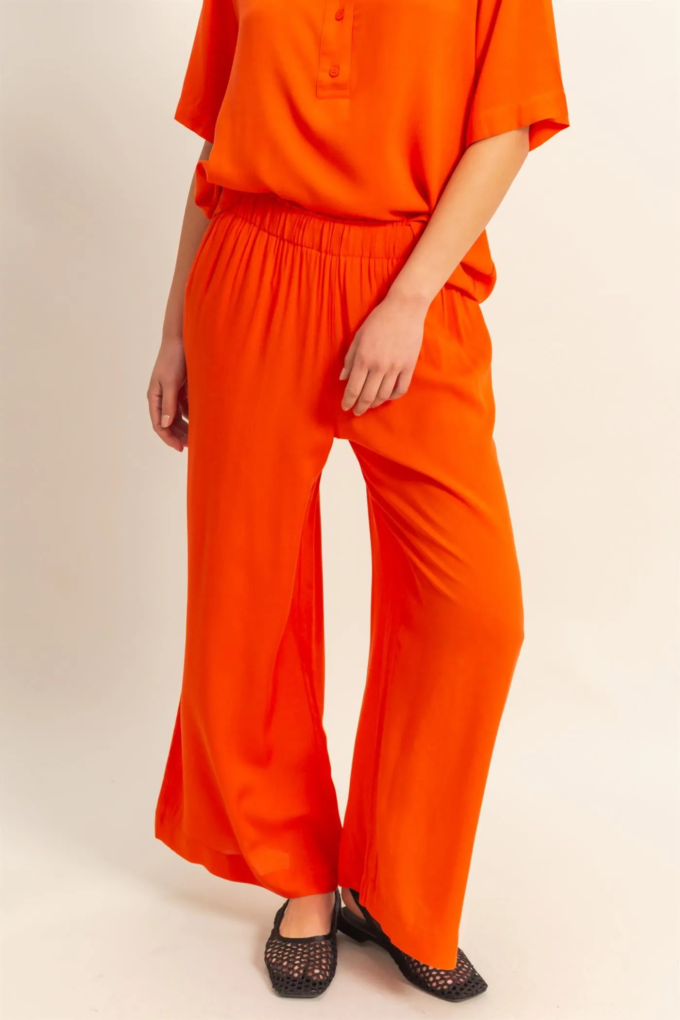 DZ25C192-High Waist Woven Wide Leg Pants