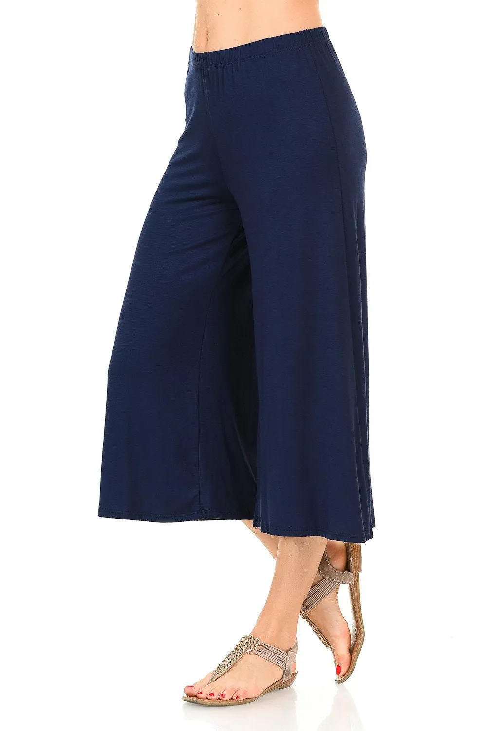 Elastic Waist Jersey Culottes Pants