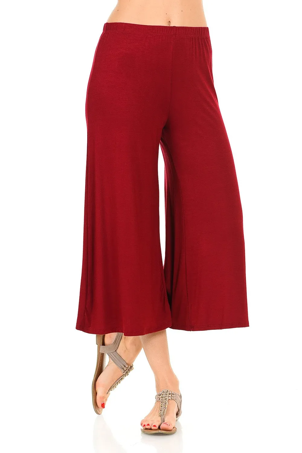 Elastic Waist Jersey Culottes Pants