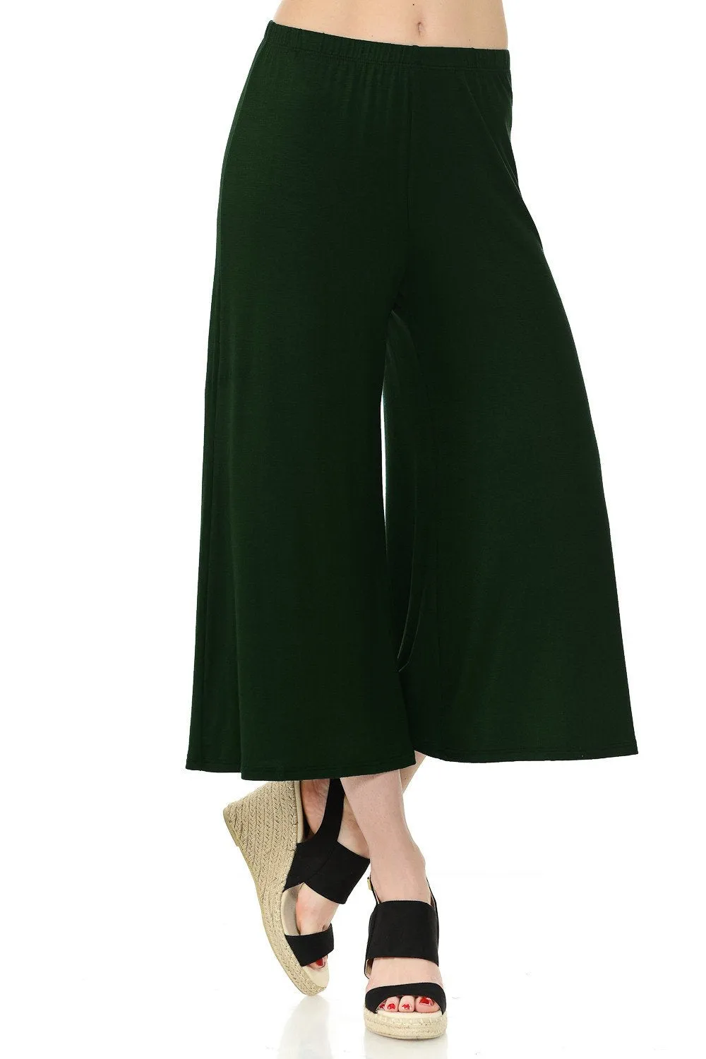 Elastic Waist Jersey Culottes Pants