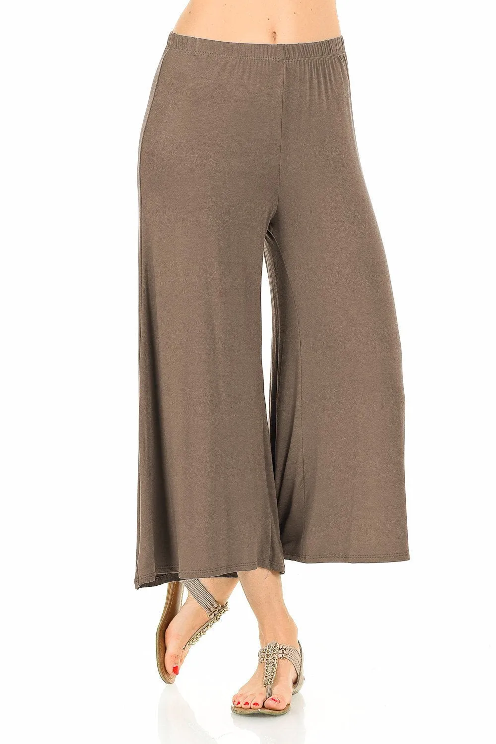 Elastic Waist Jersey Culottes Pants