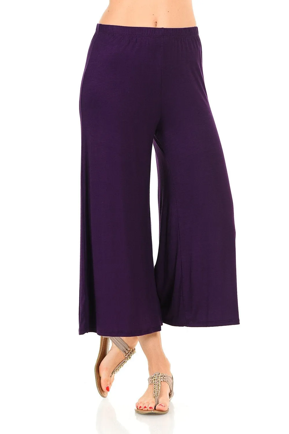 Elastic Waist Jersey Culottes Pants