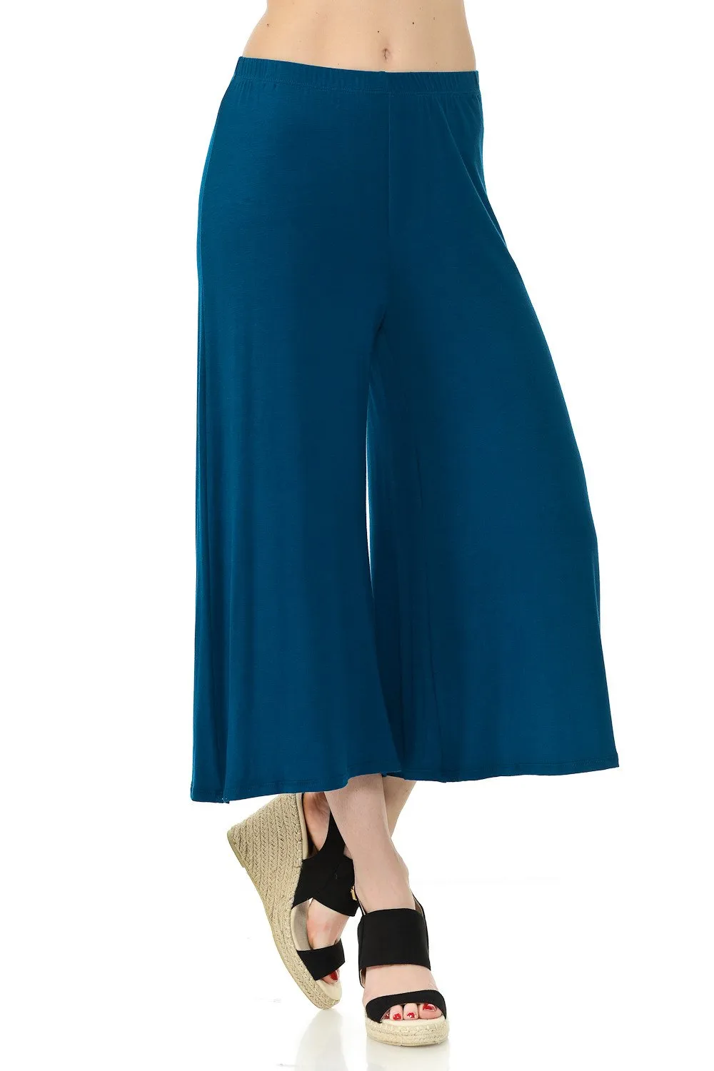 Elastic Waist Jersey Culottes Pants