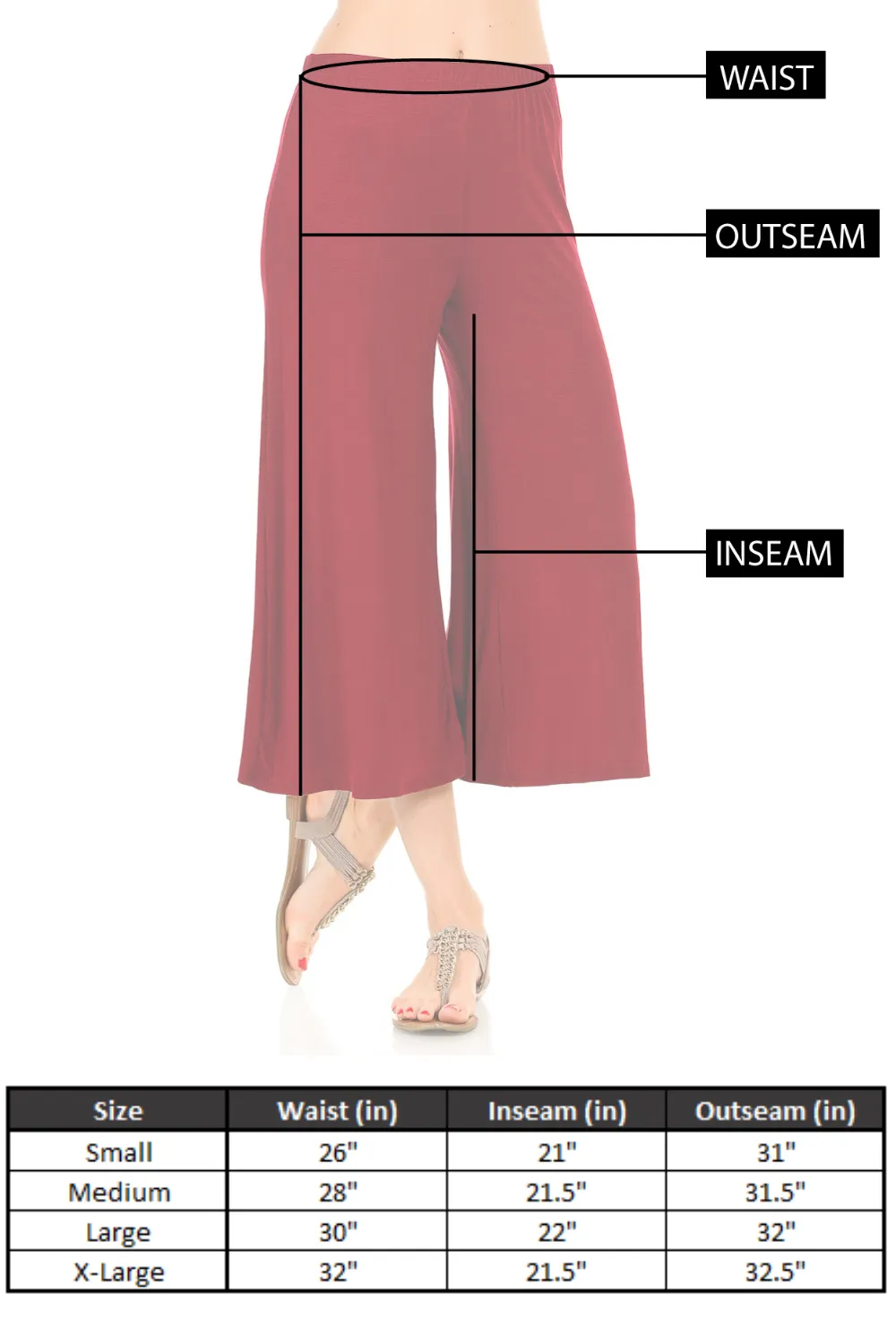 Elastic Waist Jersey Culottes Pants