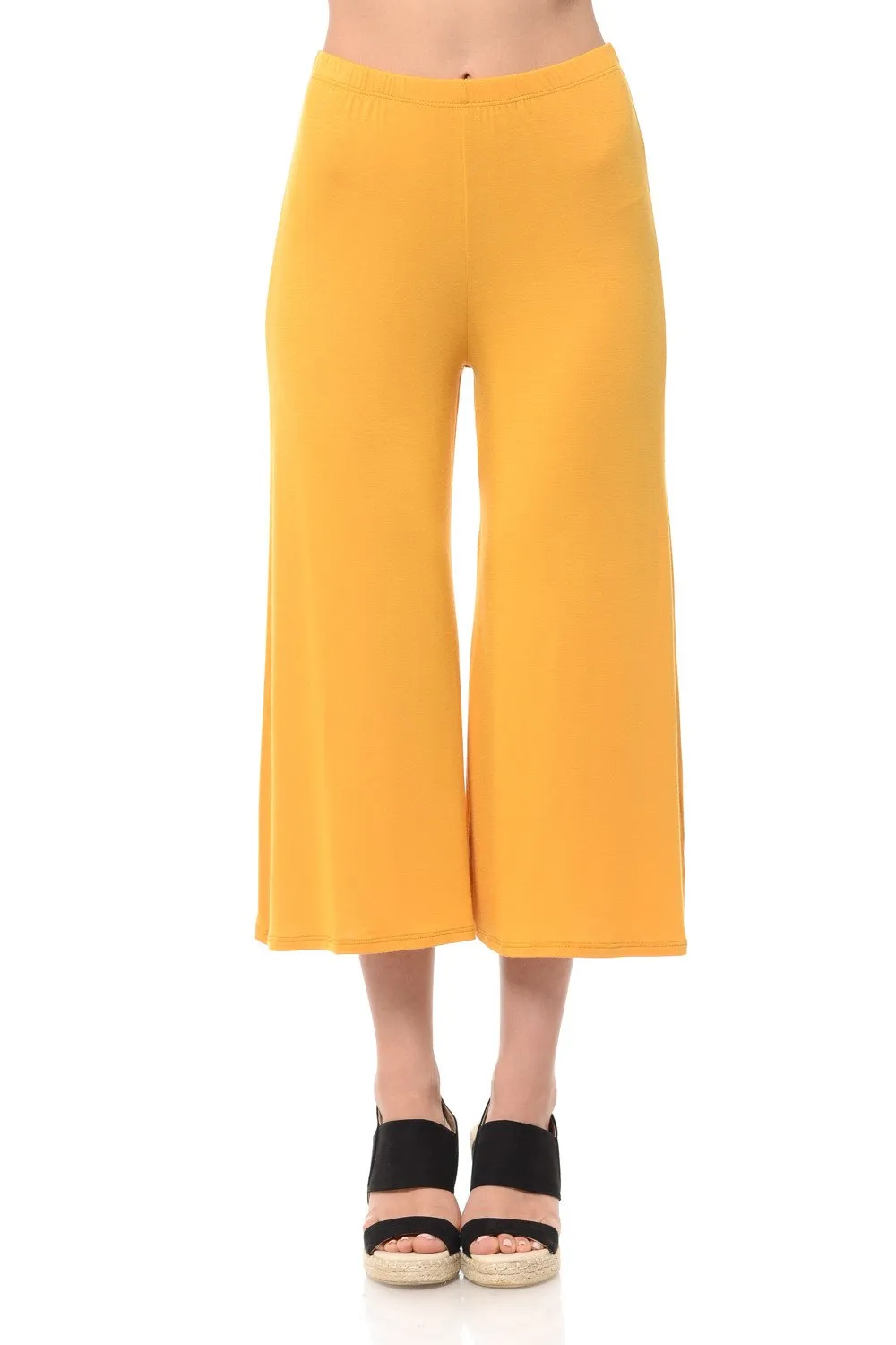 Elastic Waist Jersey Culottes Pants