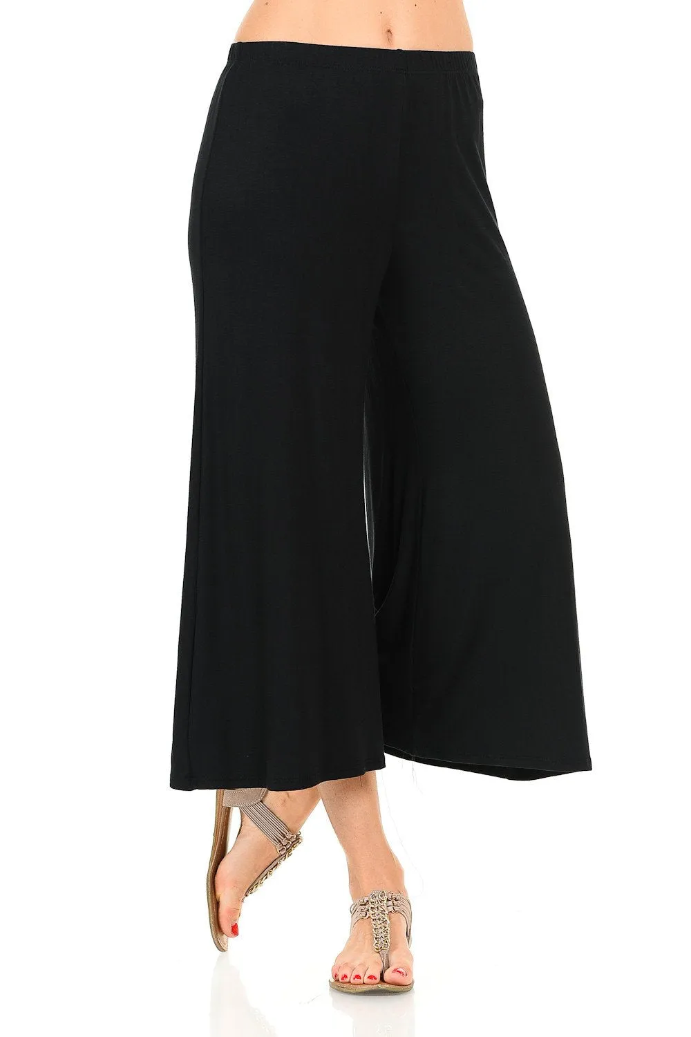 Elastic Waist Jersey Culottes Pants