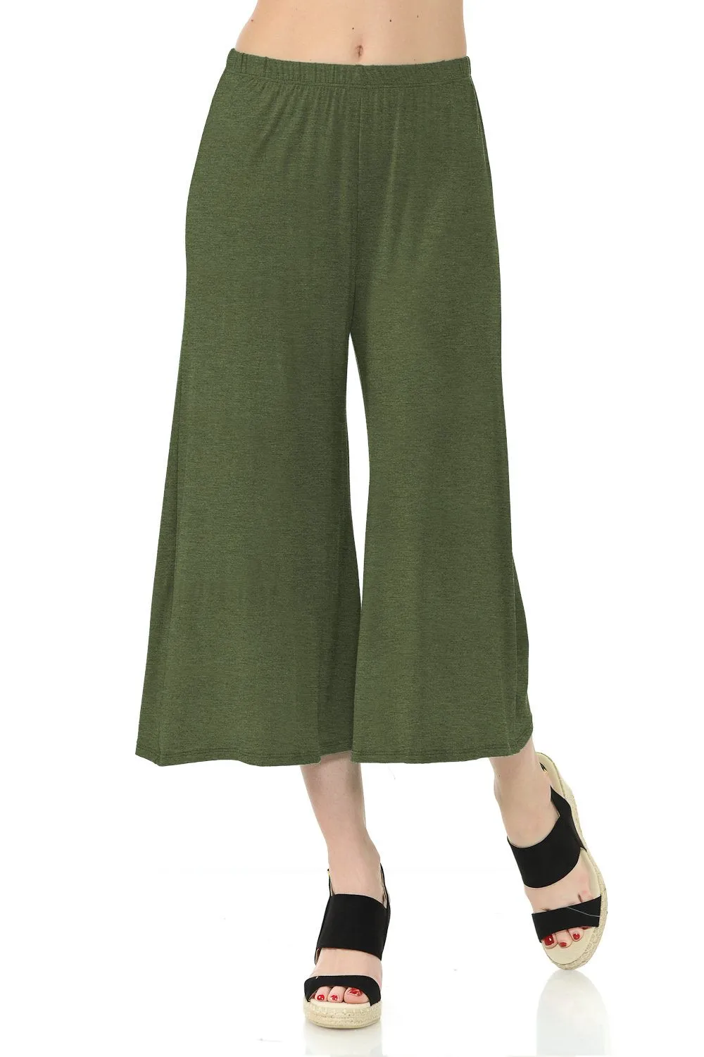 Elastic Waist Jersey Culottes Pants