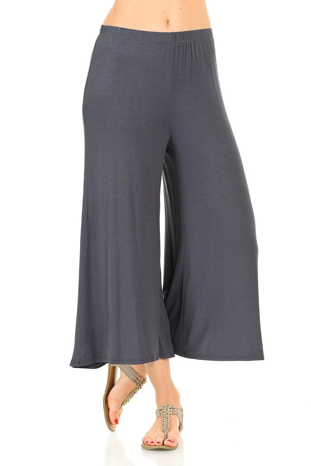 Elastic Waist Jersey Culottes Pants