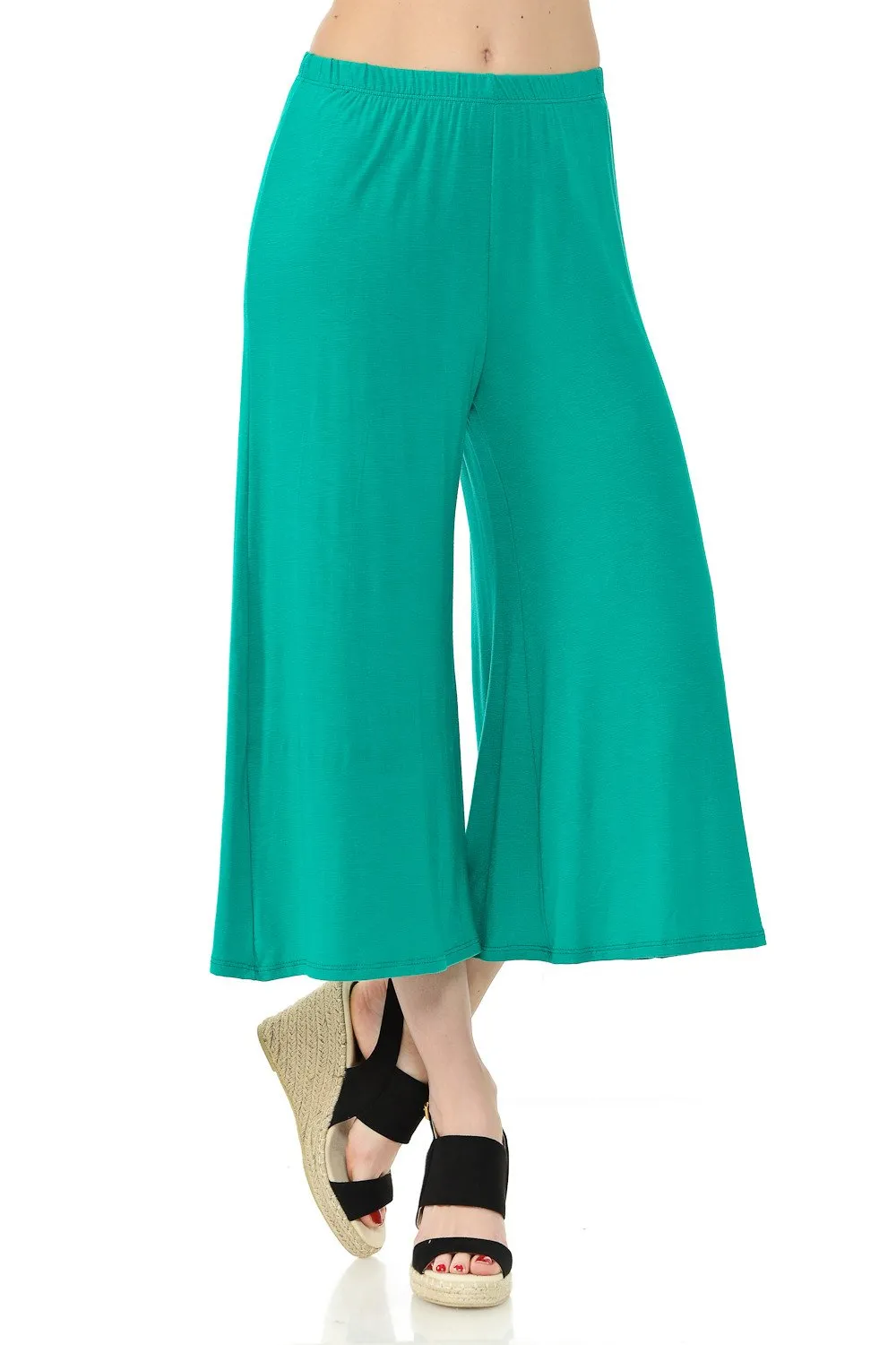 Elastic Waist Jersey Culottes Pants