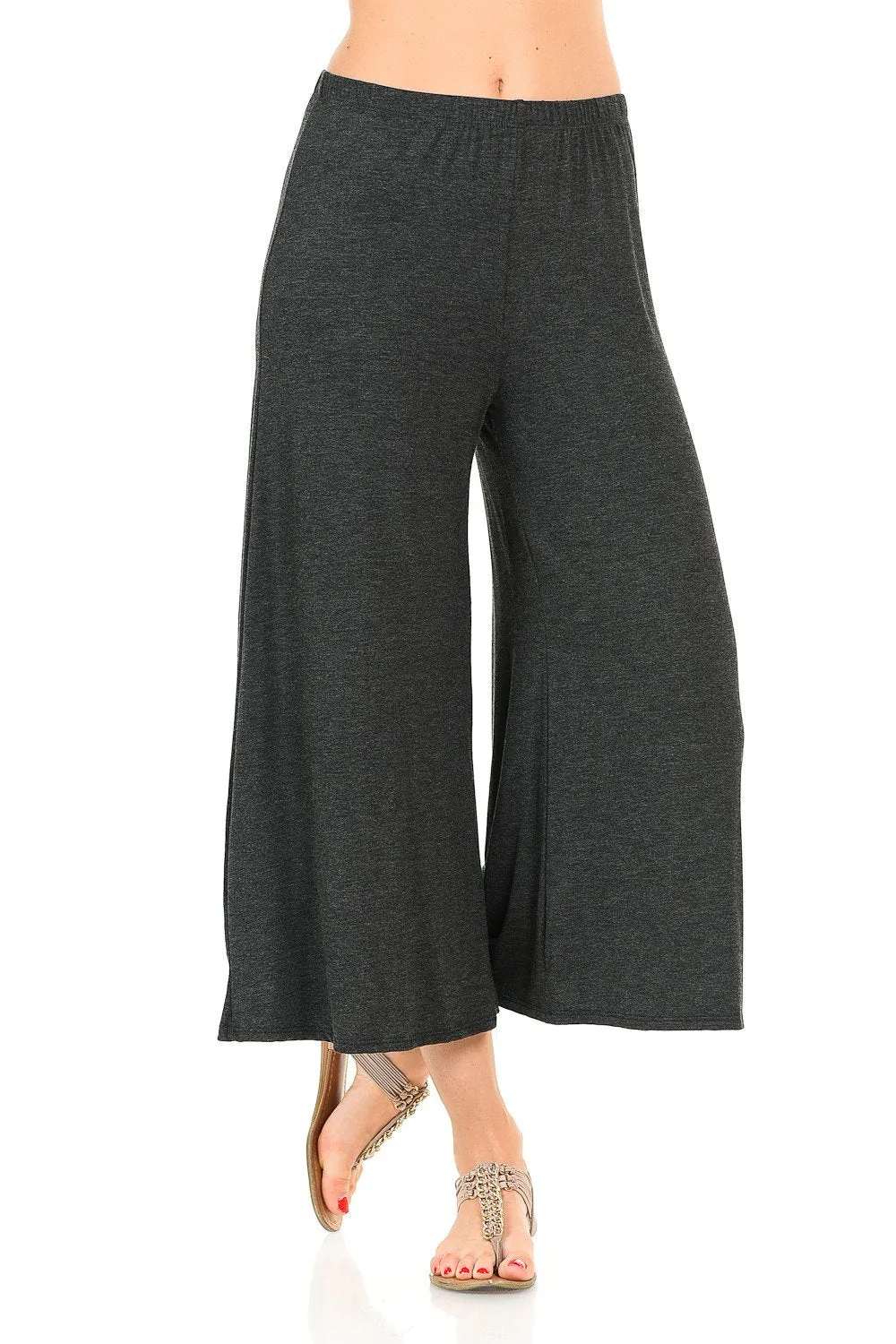 Elastic Waist Jersey Culottes Pants