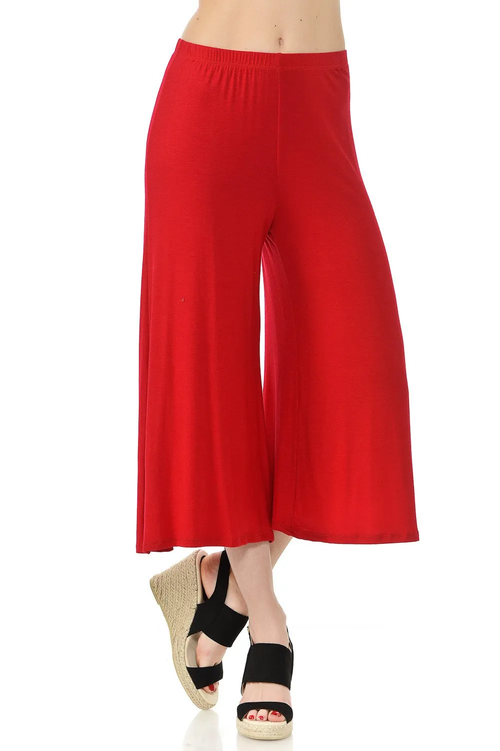 Elastic Waist Jersey Culottes Pants