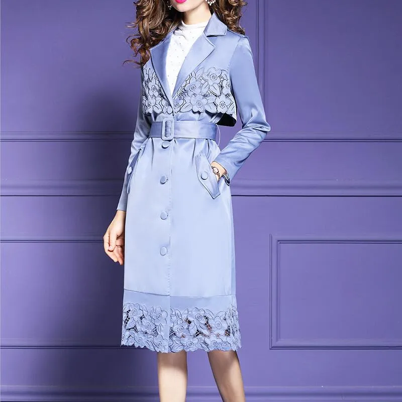 Elegant Slim Breasted Belted Trench Coat