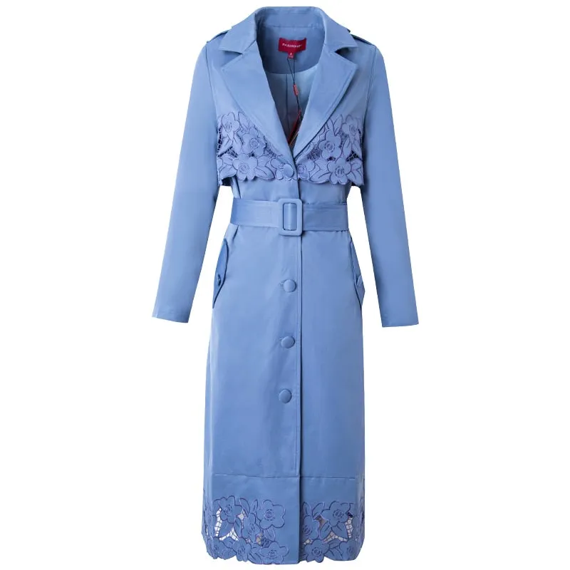 Elegant Slim Breasted Belted Trench Coat