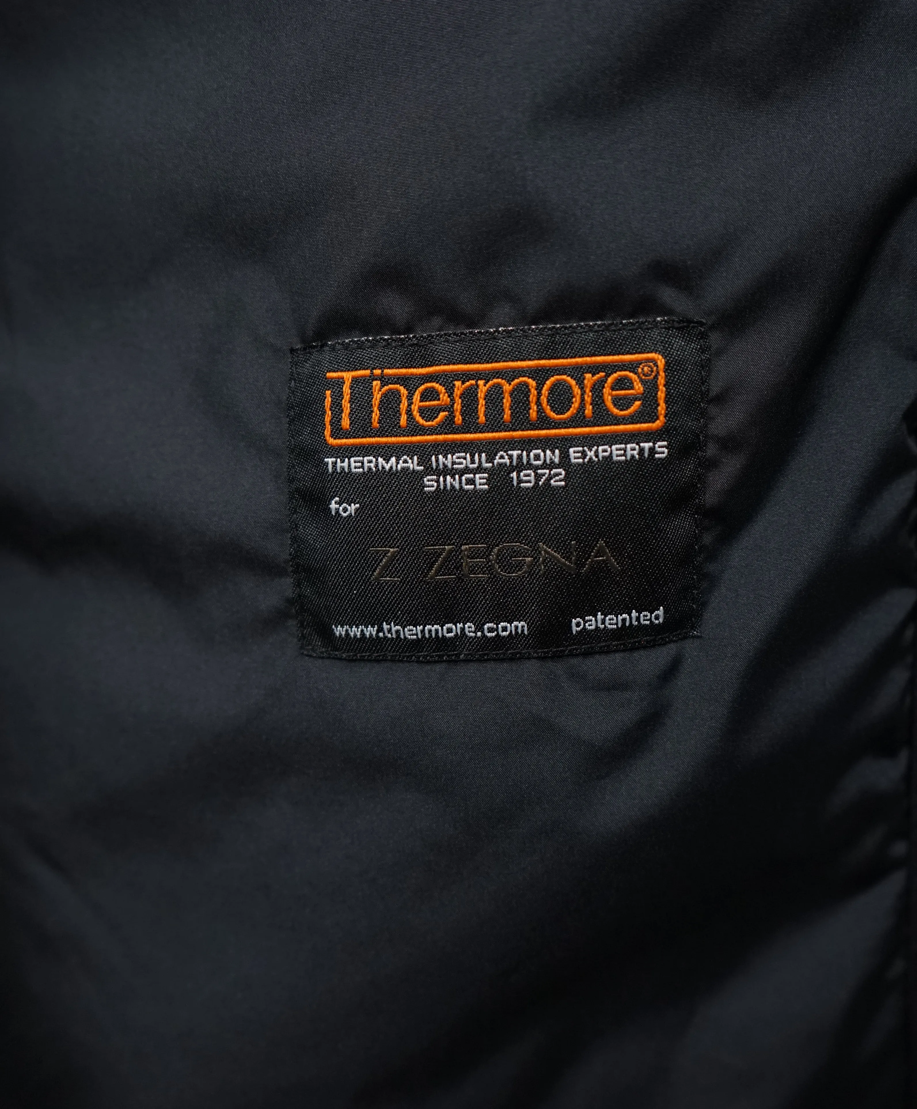 ERMENEGILDO - Z ZEGNA - Thermal Insulated Top Rain Coat Blue Twill W Logo - M