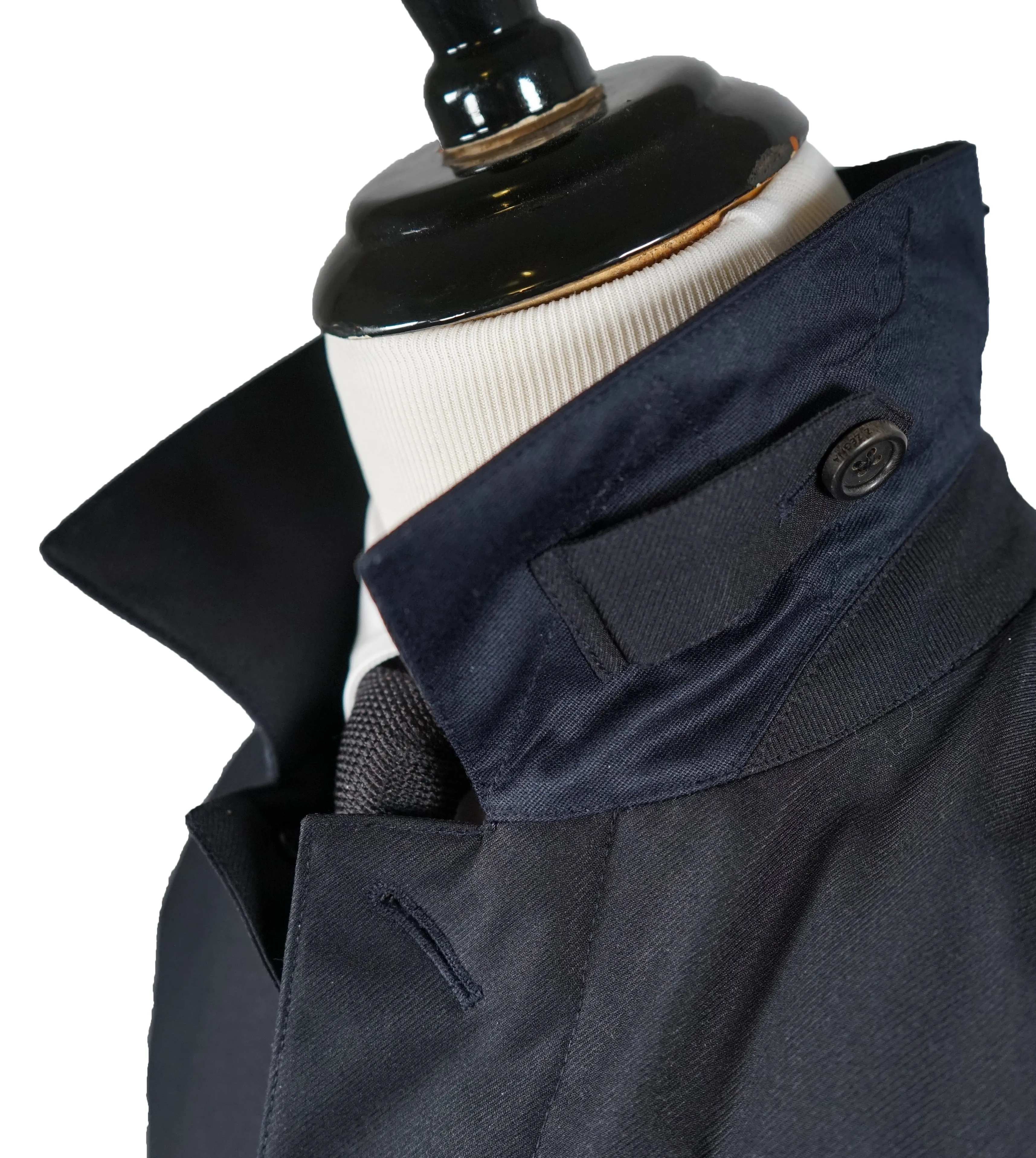 ERMENEGILDO - Z ZEGNA - Thermal Insulated Top Rain Coat Blue Twill W Logo - M