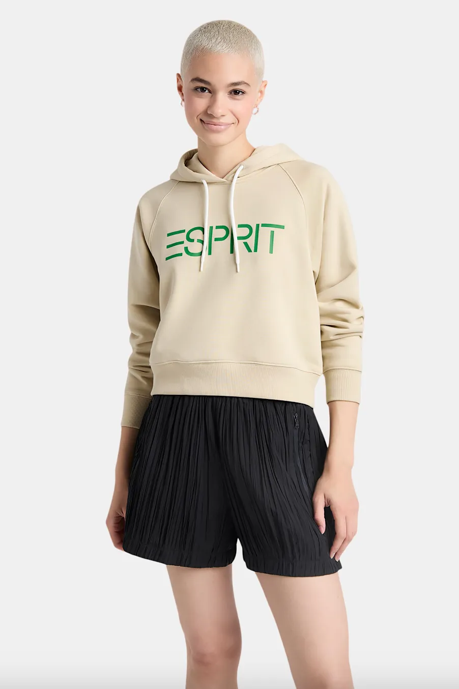 esprit cropped logo hoodie