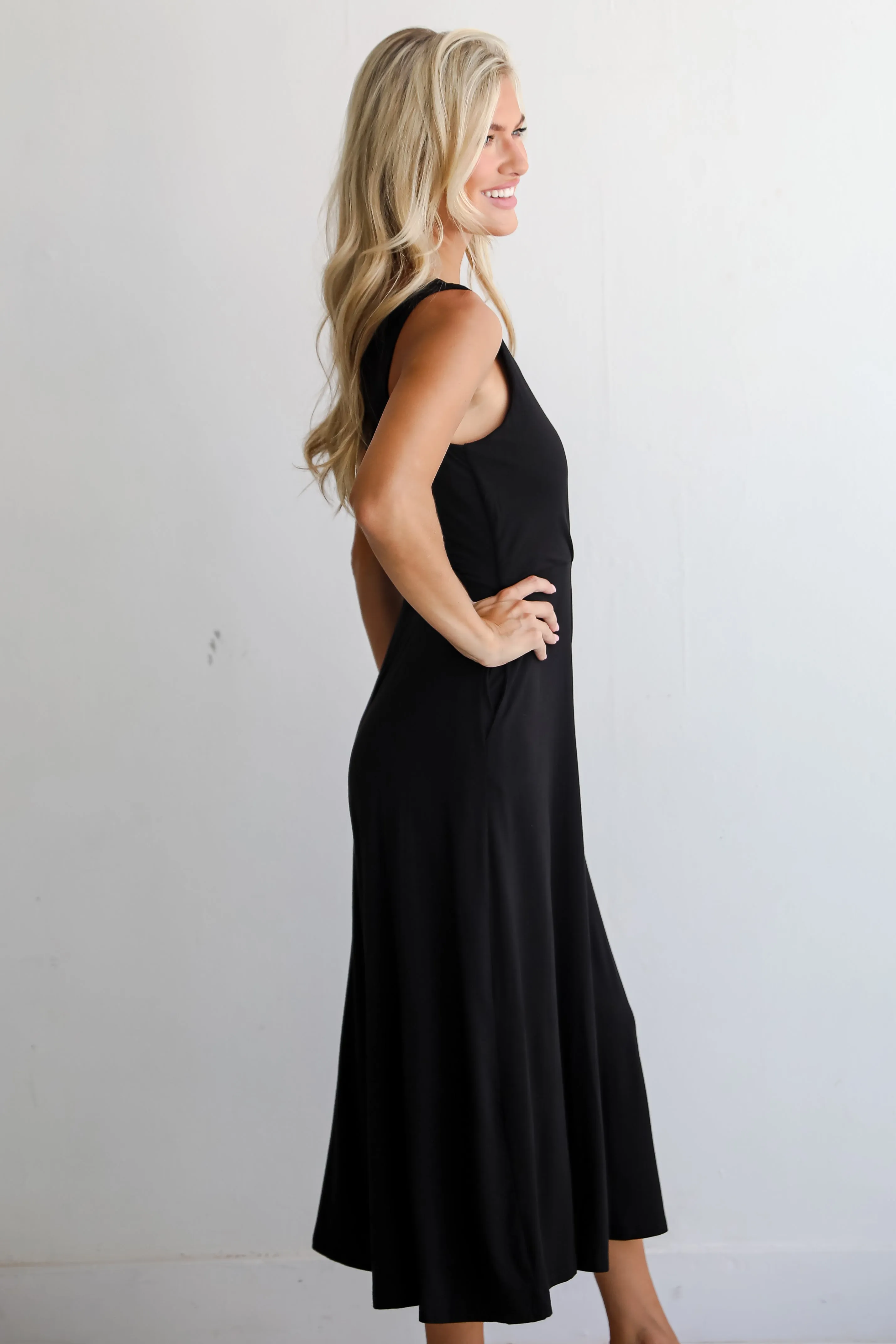 FINAL SALE - Playful Impression Black Surplice Jumpsuit