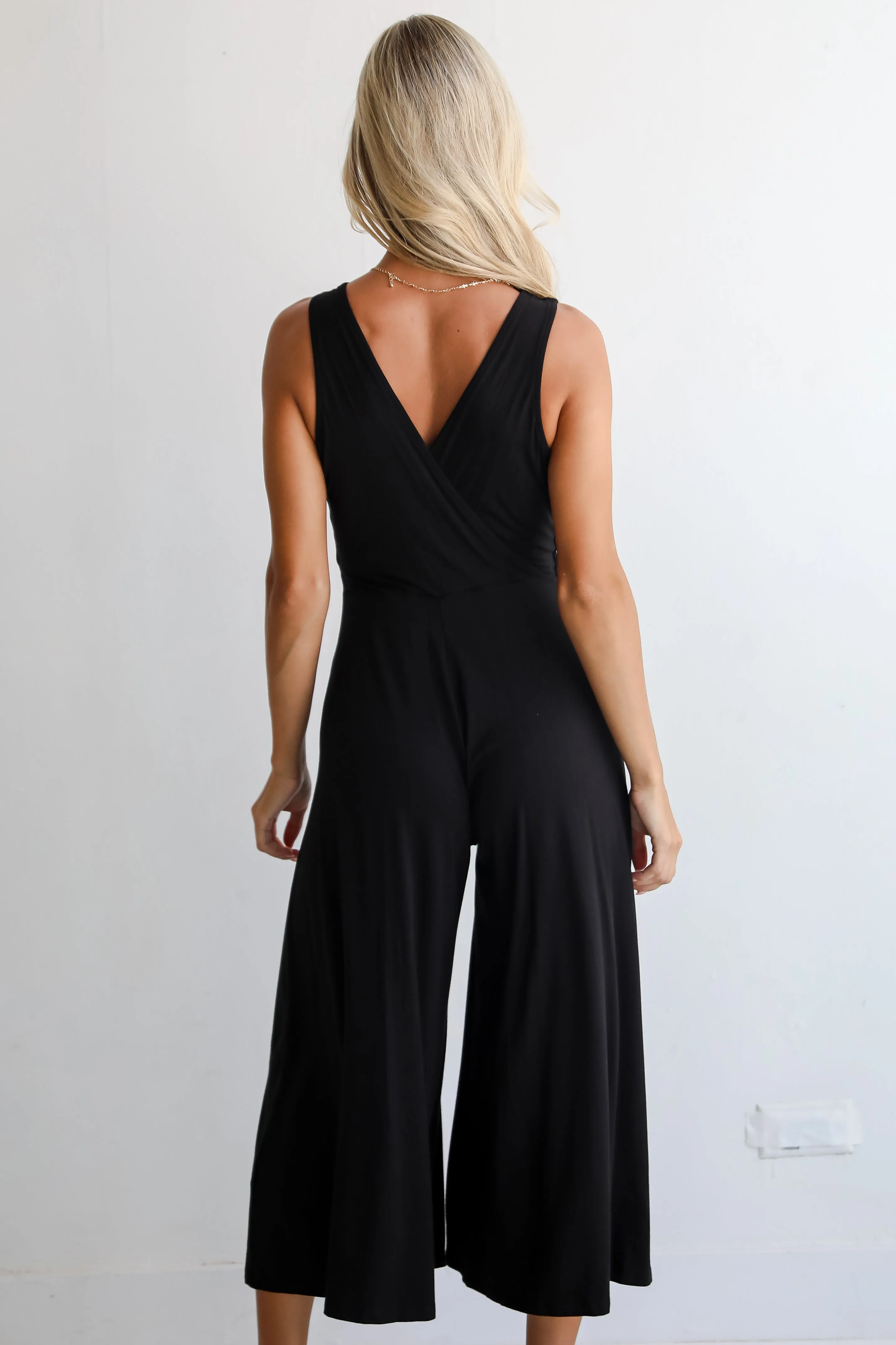 FINAL SALE - Playful Impression Black Surplice Jumpsuit