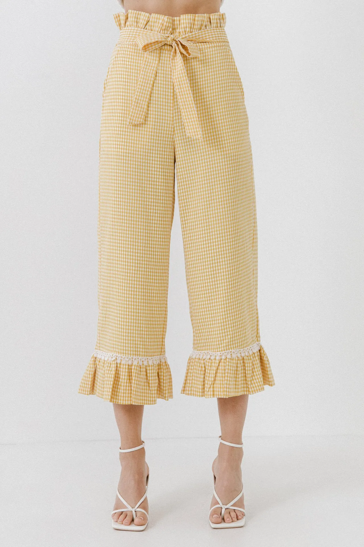 Gingham Culotte With Tie