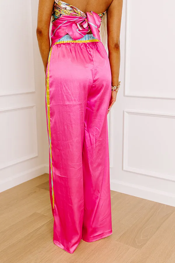 Glamour Girl High Waist Satin Wide Leg Pants