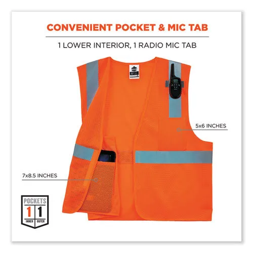 Glowear 8210hl Class 2 Economy Mesh Hook And Loop Vest, Polyester, 2x-large/3x-large, Orange, Ships In 1-3 Business Days