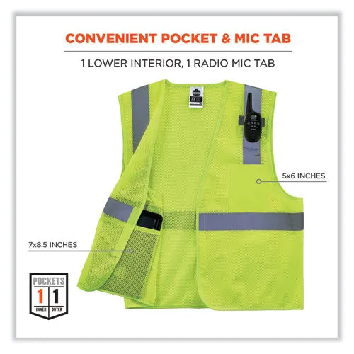 Glowear 8210hl Class 2 Economy Mesh Hook And Loop Vest, Polyester, X-small, Lime, Ships In 1-3 Business Days