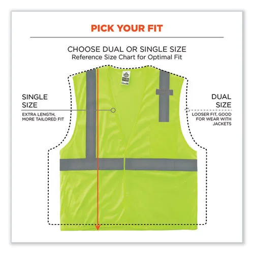 Glowear 8210hl Class 2 Economy Mesh Hook And Loop Vest, Polyester, X-small, Lime, Ships In 1-3 Business Days