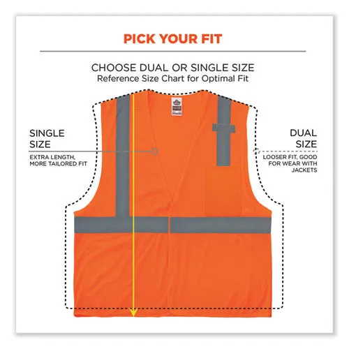 Glowear 8210hl Class 2 Economy Mesh Hook And Loop Vest, Polyester, X-small, Orange , Ships In 1-3 Business Days