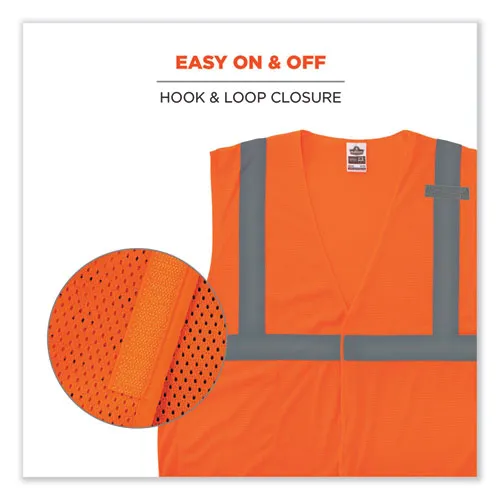 Glowear 8210hl Class 2 Economy Mesh Hook And Loop Vest, Polyester, X-small, Orange , Ships In 1-3 Business Days