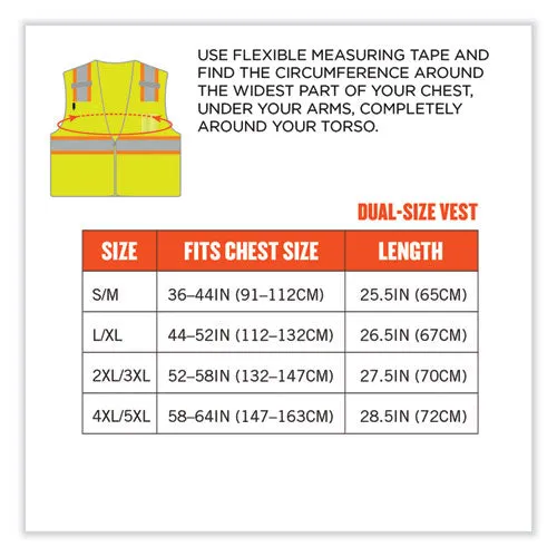 Glowear 8246z Class 2 Two-tone Mesh Reflective Binding Zipper Vest, Polyester, 2x-large/3xl, Lime, Ships In 1-3 Business Days