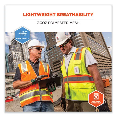 Glowear 8246z Class 2 Two-tone Mesh Reflective Binding Zipper Vest, Polyester, 2x-large/3xl, Lime, Ships In 1-3 Business Days