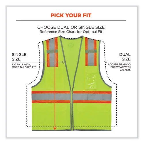 Glowear 8246z Class 2 Two-tone Mesh Reflective Binding Zipper Vest, Polyester, 2x-large/3xl, Lime, Ships In 1-3 Business Days