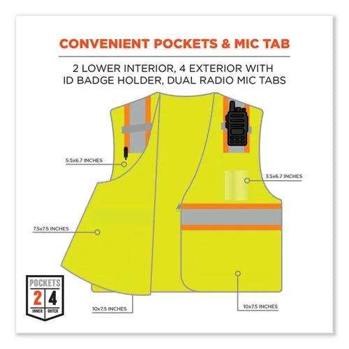 Glowear 8246z-s Single Size Class 2 Two-tone Mesh Vest, Polyester, 4x-large, Lime, Ships In 1-3 Business Days