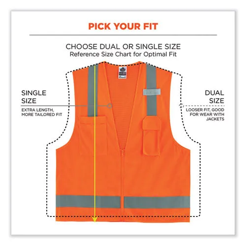 Glowear 8249z Class 2 Economy Surveyors Zipper Vest, Polyester, 2x-large/3x-large, Orange, Ships In 1-3 Business Days