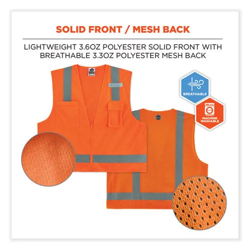 Glowear 8249z Class 2 Economy Surveyors Zipper Vest, Polyester, 2x-large/3x-large, Orange, Ships In 1-3 Business Days