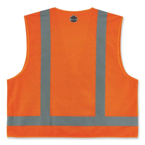 Glowear 8249z Class 2 Economy Surveyors Zipper Vest, Polyester, 2x-large/3x-large, Orange, Ships In 1-3 Business Days