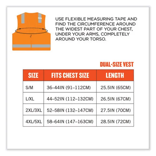 Glowear 8249z Class 2 Economy Surveyors Zipper Vest, Polyester, 2x-large/3x-large, Orange, Ships In 1-3 Business Days