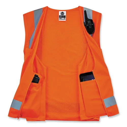 Glowear 8249z Class 2 Economy Surveyors Zipper Vest, Polyester, 2x-large/3x-large, Orange, Ships In 1-3 Business Days