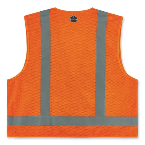 Glowear 8249z-s Single Size Class 2 Economy Surveyors Zipper Vest, Polyester, X-large, Orange