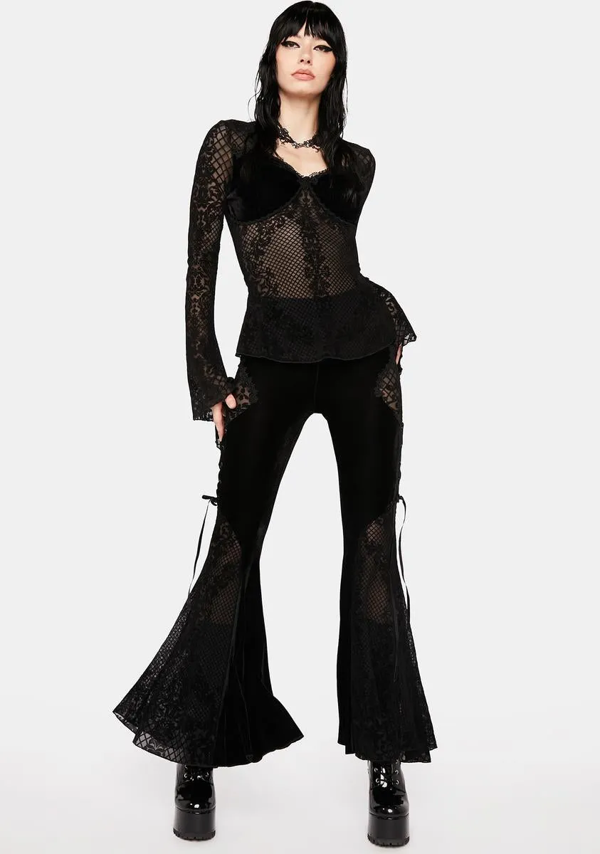 Gothic Floral Lace Flares